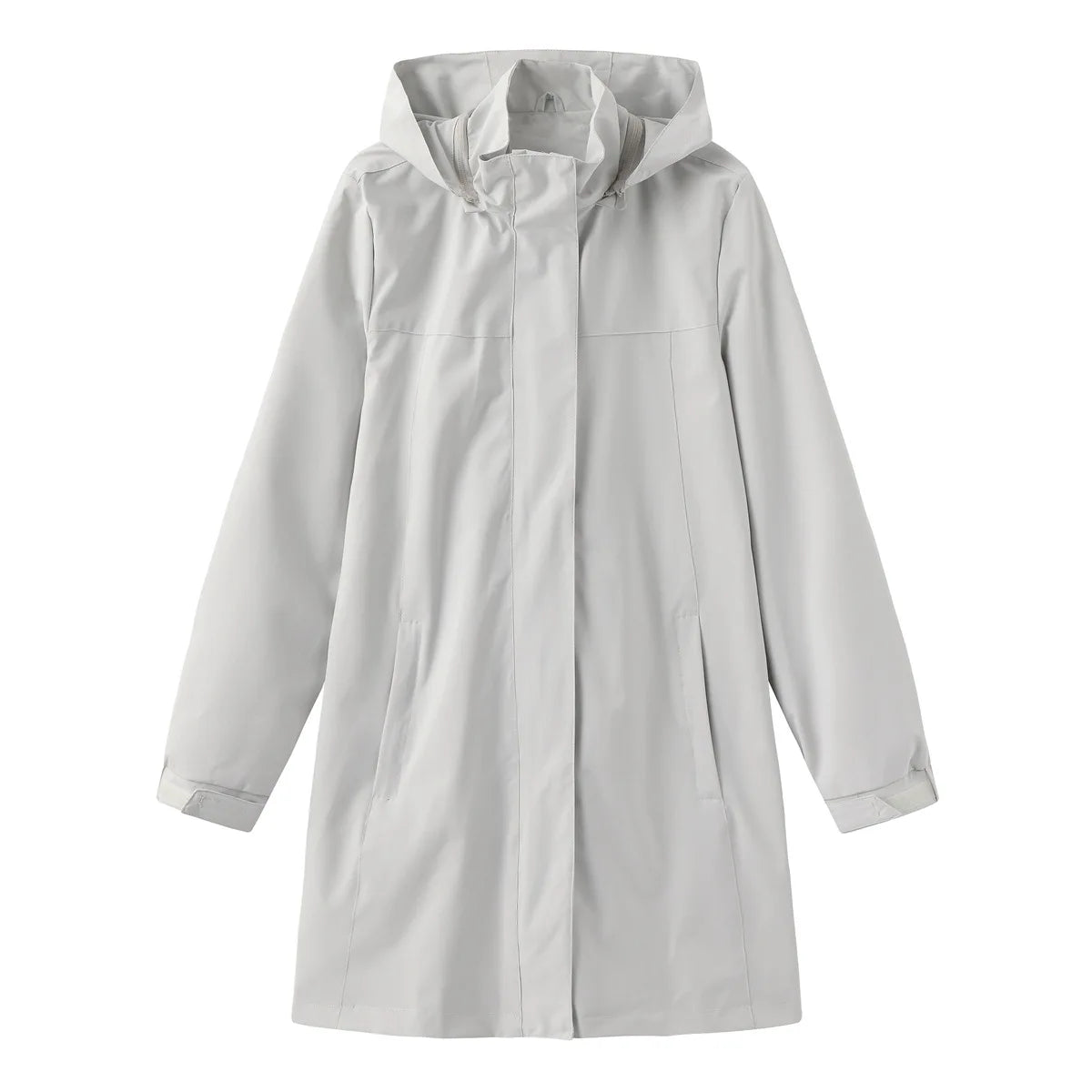 Spring Autumn Women's Solid Color Long Sleeve Lightweight Trench Coat with Detachable Hood Water-Repellent Windbreaker