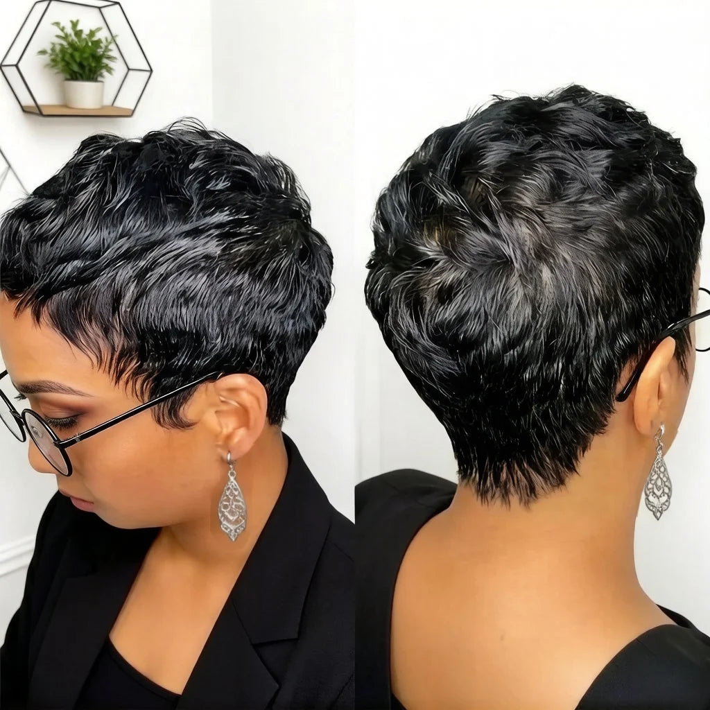 Elegant Straight Pixie Cut Human Hair Wig For Women