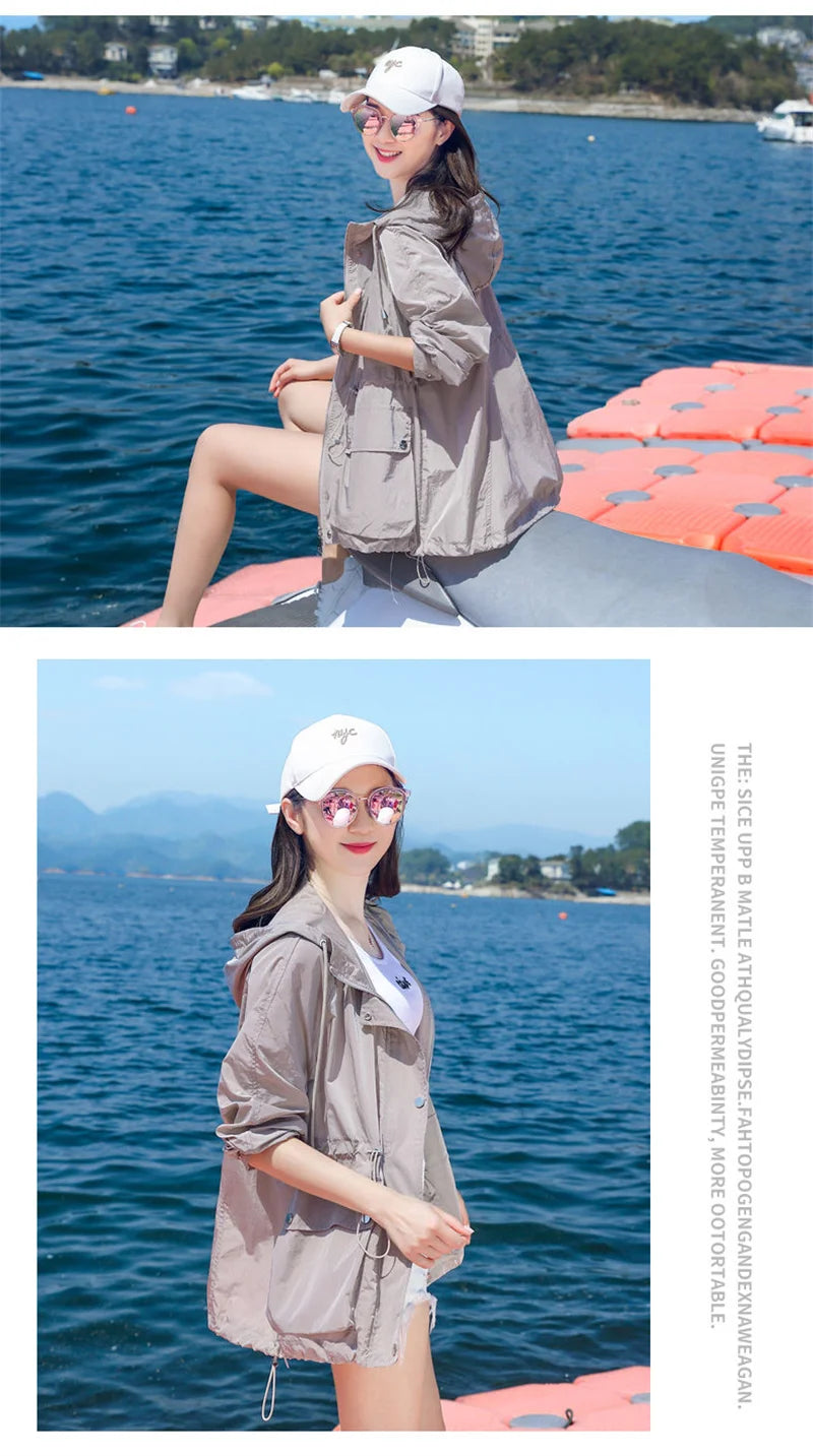 Women's Jacket With Hooded Sun Protection Clothing Women's Summer Thin Coat 2023 New Anti-Ultraviolet Breathable Shirt size 4XL