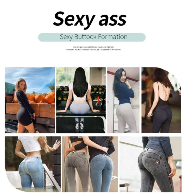High Waist Skinny Jeans for Women Grommet Eyelet Lace-Up Pocket Design Wrap Hips Pants Plain Sexy Shaping Denim Trousers