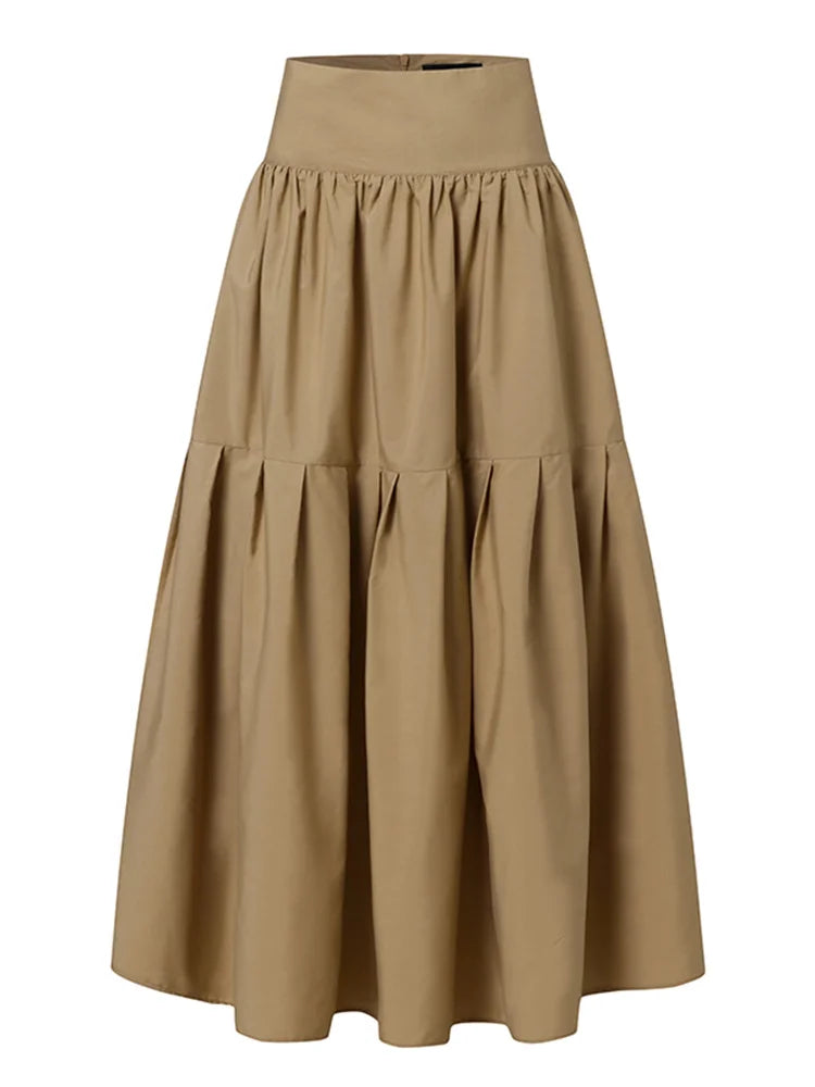 Celmia High Waist Swing Long Skirt Women Fashion Pleated Zipper Party Jupe Casual Loose A-line Skirt 2024 Vintage Beach Skirt