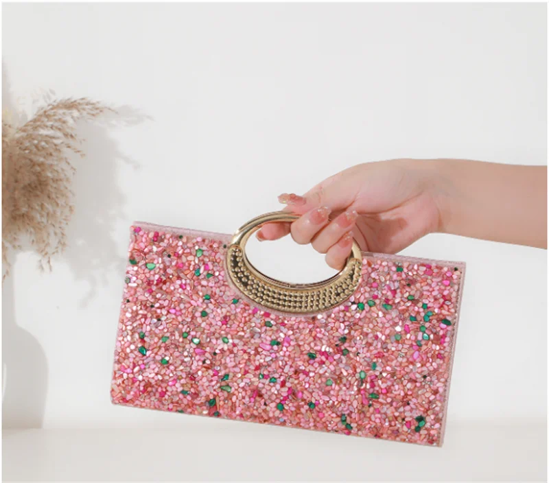 2025 New Single Side Stone Evening Bags Banquet Clutch Purse Mini Party Dinner Wallets Drop Shipping