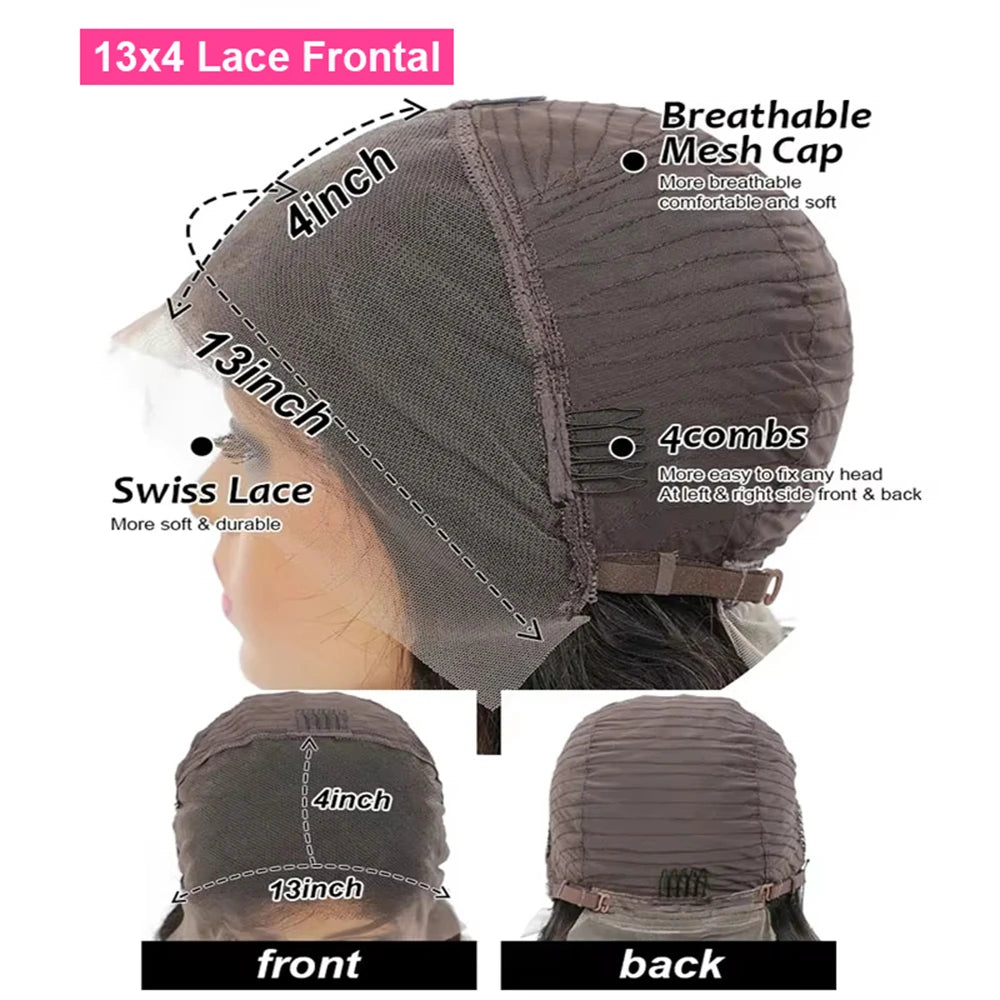 Grey Bob Human Hair Wigs Lace Front Silver Grey 13X4 Lace Frontal Bob Wig Pix Cut Straight Colored Human Hair Wigs 200% Density