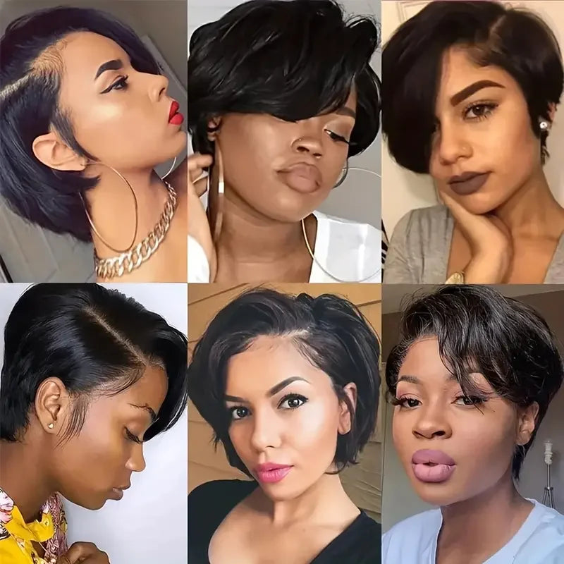 Pixie Cut Wig Transparent Lace Human Hair Wigs For Women Straight 13X4 Lace Frontal Wigs Brazilian Remy Hair Wigs Short Bob Wig