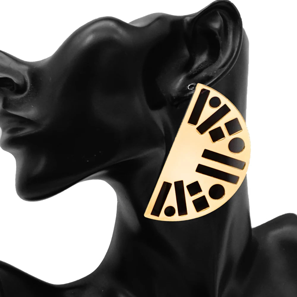 Fashion Jewelry Big Gold Color Round Geometric Earrings Dangle Drop Earrings For Women African Wedding Party Gifts