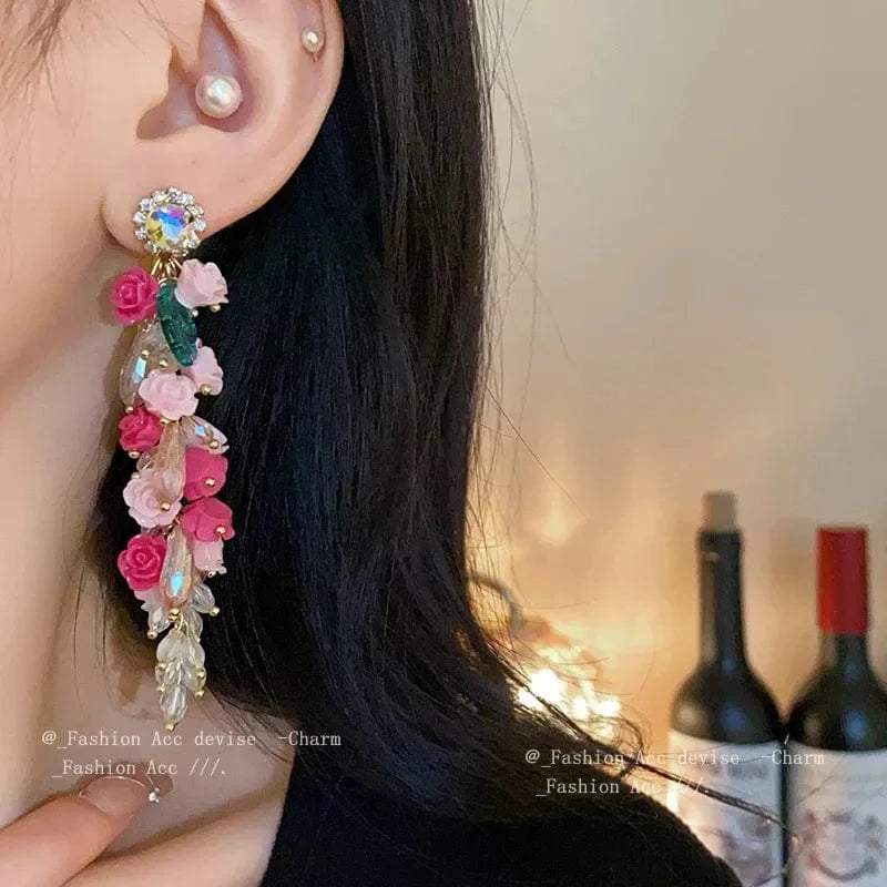 Tassel Crystal Earrings Luxury Design Temperament Jewelry Wholesale