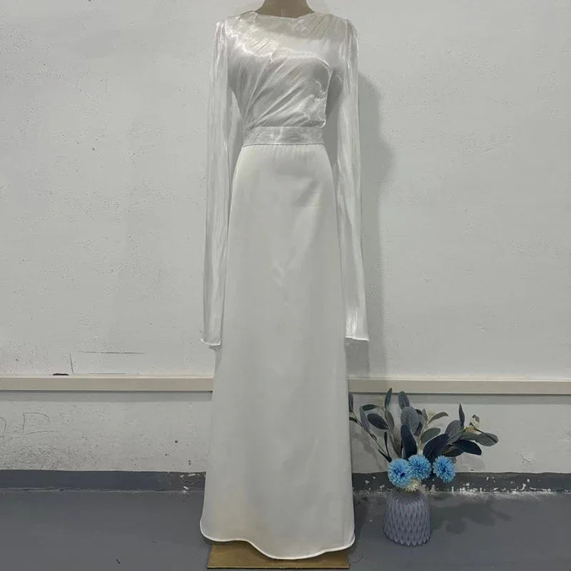 Women's Spring Solid Spliced Satin Maxi Dress Sexy O Neck Slim Bodycon Hip Long Dress Summer Batwing Sleeve Hollow Evening Dress