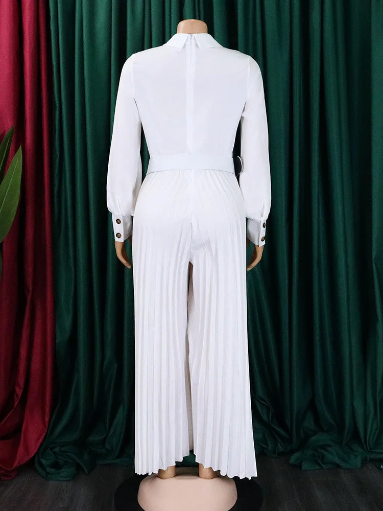 Wmstar Jumpsuit Women's Clothing Office Lady Button Fashion Maxi Rompers New in Fall Clothes Wholesale Dropshipping with Belt
