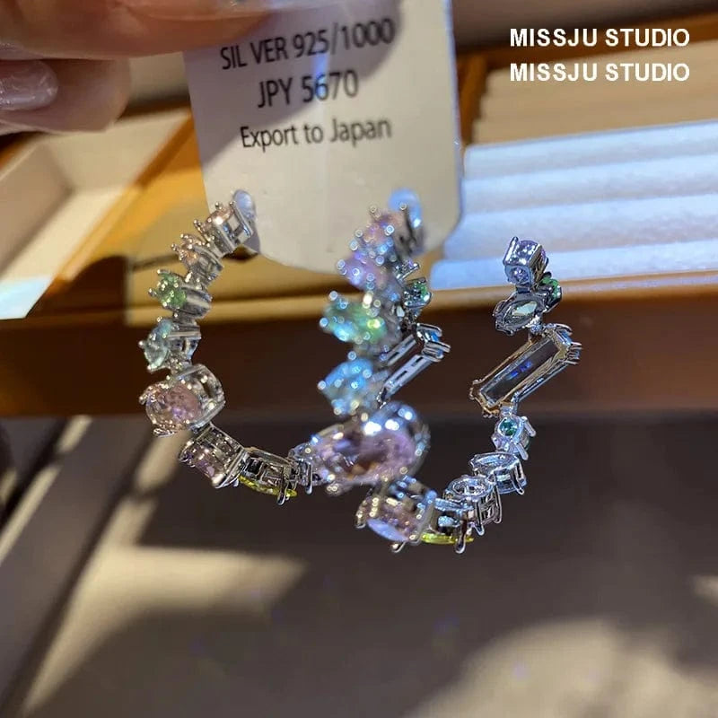 Delicate Chic Geometric Colorful Cubic Zirconia Earring for Women Trendy Earrings Exquisite Charm Jewellery Romantic Jewelry