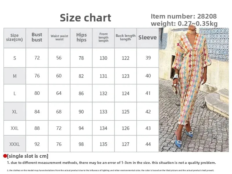 Elegant Printed Long Dress Women's Sleeveless V-neck Lantern Sleeve Midi Dress Cross-Border Fashion Casual Elegant Style