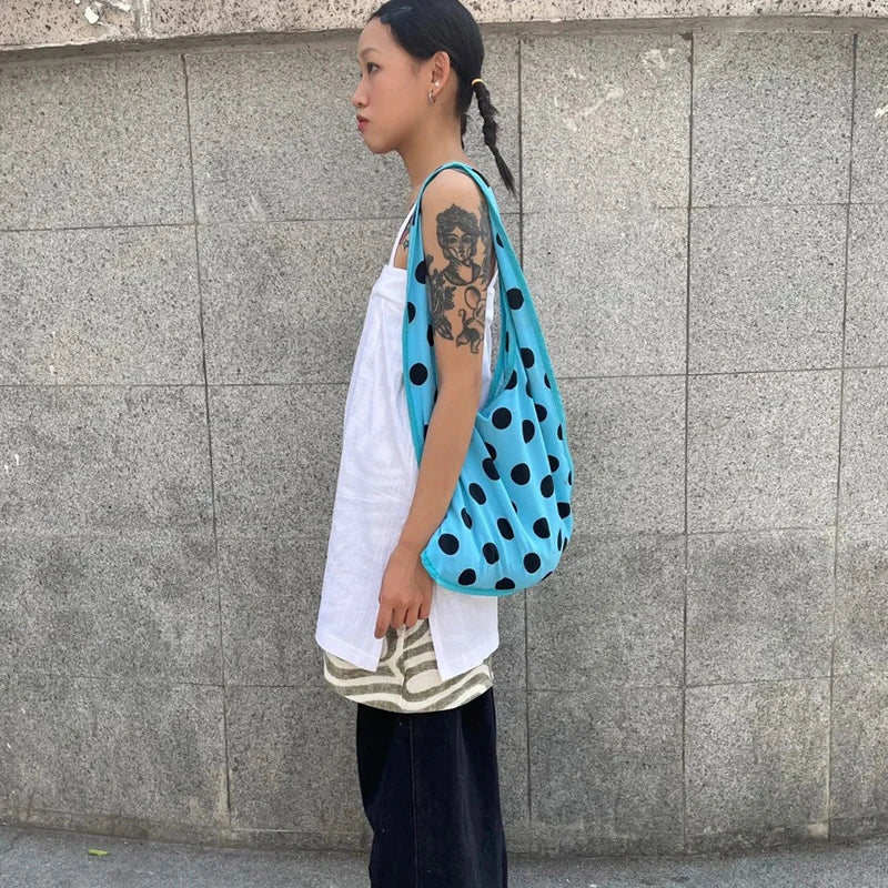 Summer Polka Dot Shoulder Bag Large Capacity Versatile Tote Bag Underarm Bag New Brand Women's Commuter Handbag Messenger Bag