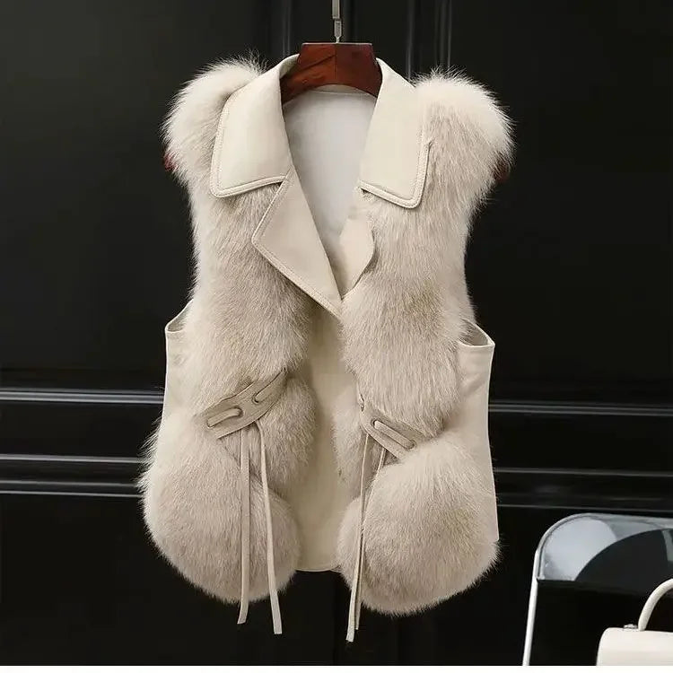 Fur Coat Women's Vest 2025 Autumn and Winter New Jacket Short Outerwear Lady Clothing