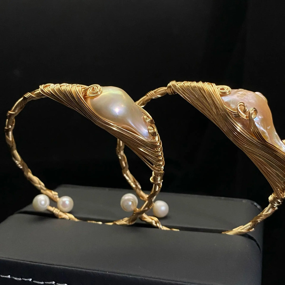 Baroque Pearl Handwoven Adjustable Cuff Bracelet for Women