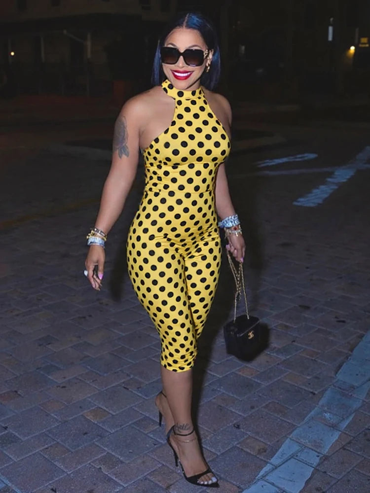 Weird Puss Sexy Print Halter Romper Women Bandage Summer Colorful Hipster Backless Activity Workout Fit Tight Stretch Playsuits
