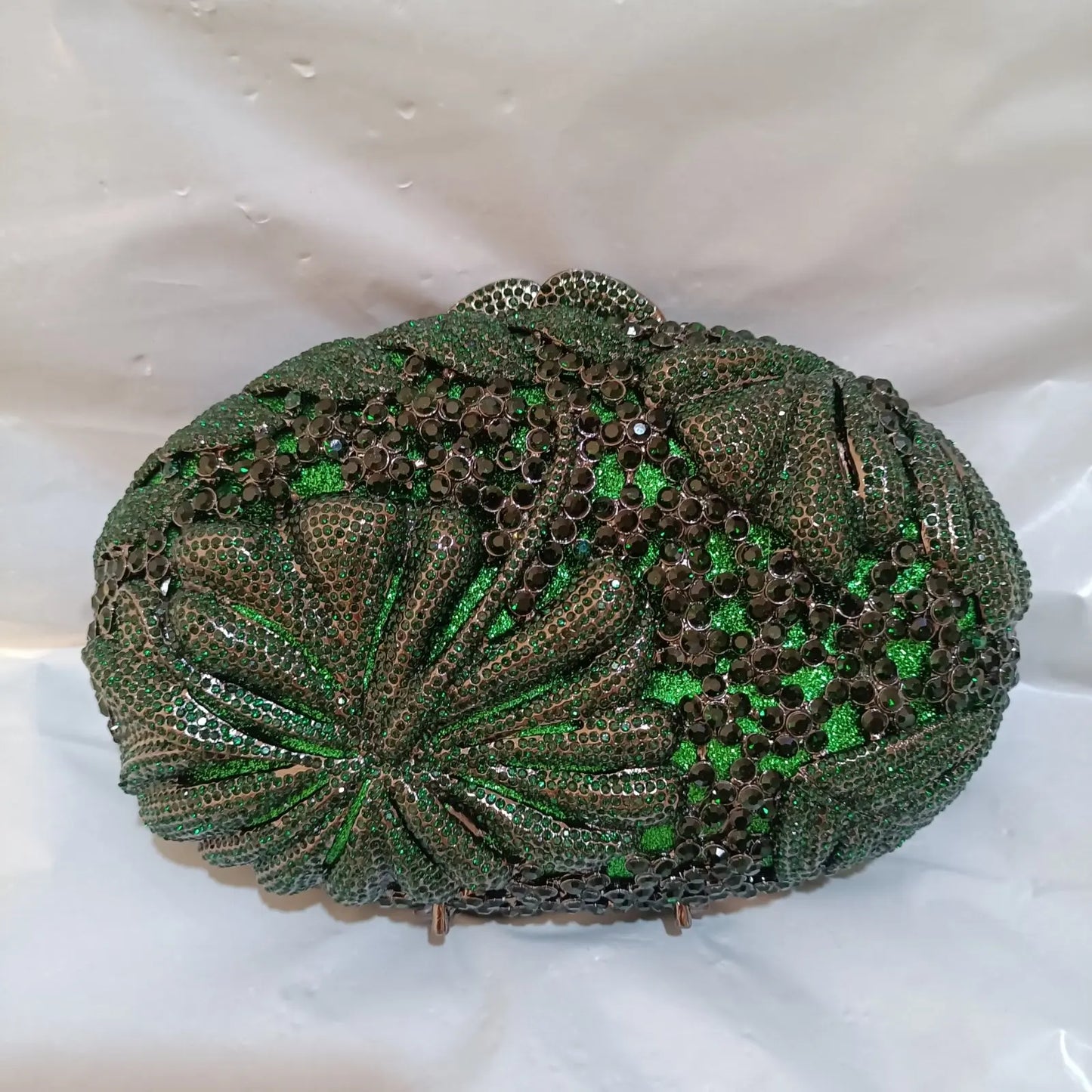 Elegant Jade Green Women Big Stones Evening Bags Crystal Metal Clutches Bags Green Wedding Party Minaudiere Purses and Handbags