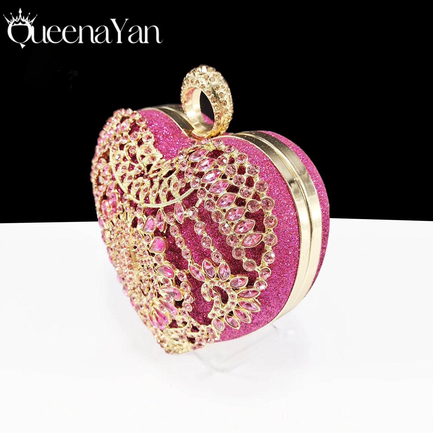 Italian Design Metal Rhinestone Decoration Ladies Evening Clutch Bag love Small Bag Chain Sky Blue Color Bag