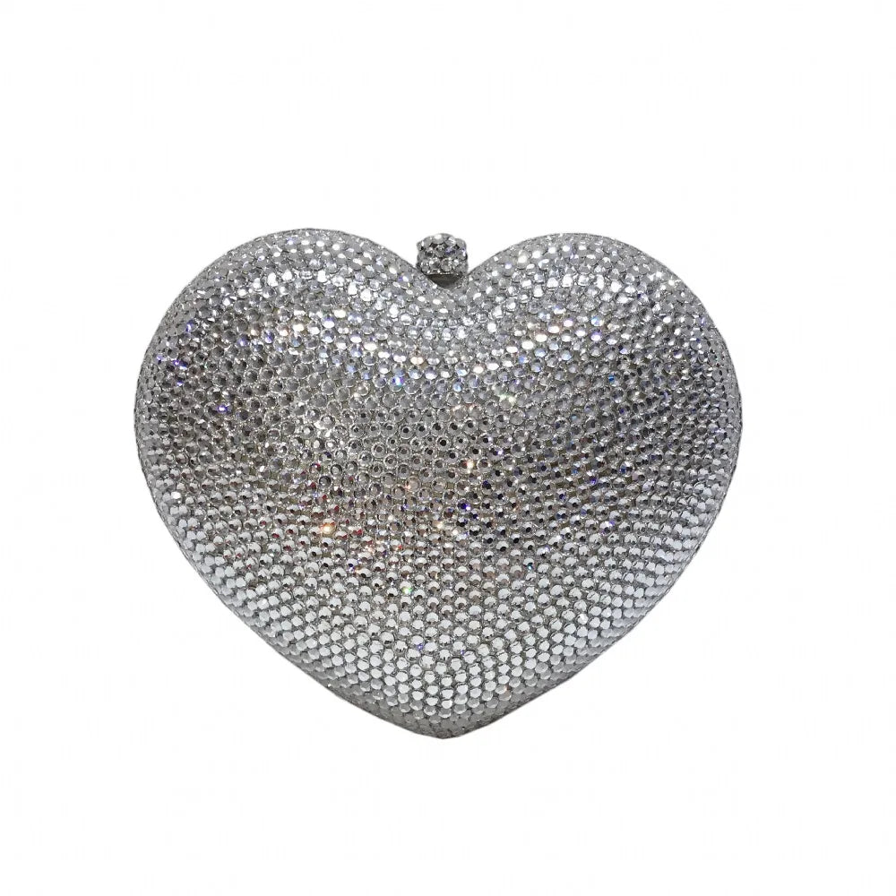 Red Peach Heart-shaped Diamond-encrusted Dinner Bag Full Of Diamonds Love Clutch Bag Hard Box Crystal Women's Banquet Dress Bags