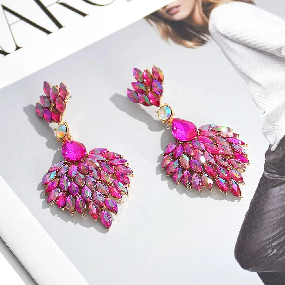 Hot-Sell High Quality Colorful Rhinestone Drop Earrings For Women Girls Party Wedding Crystal Accessories Jewelry Wholesale