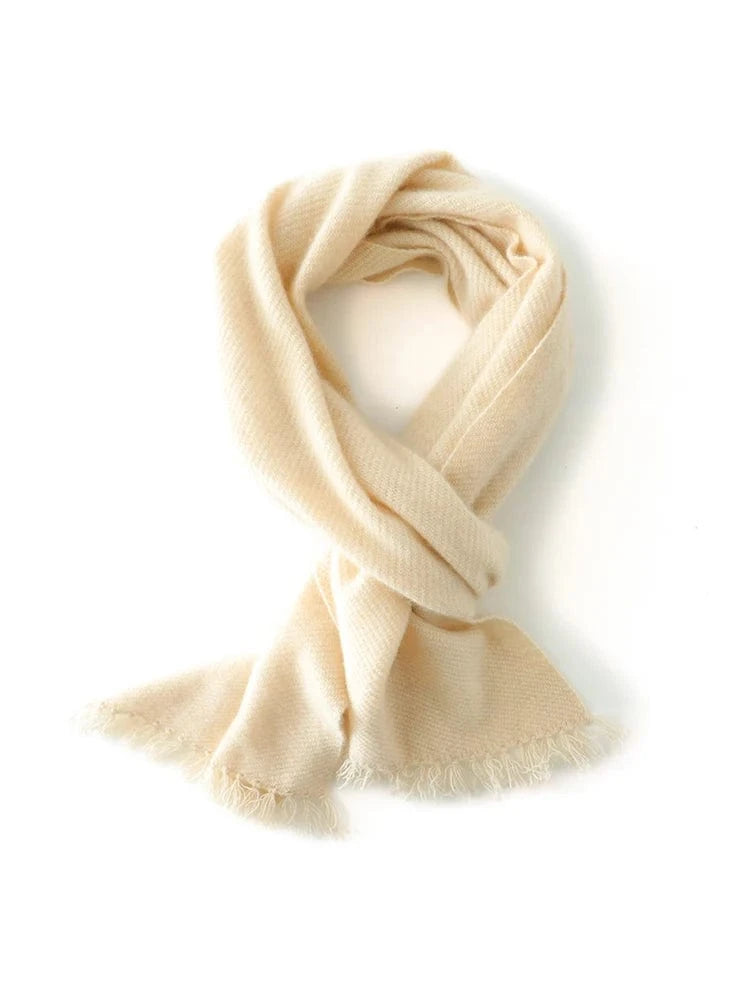New Chic Women 100% Cashmere Scarf Autumn Winter Cashmere Knitted Tassel Long Shawls Row Style Basic Soft Warm Scarf Luxury Tops