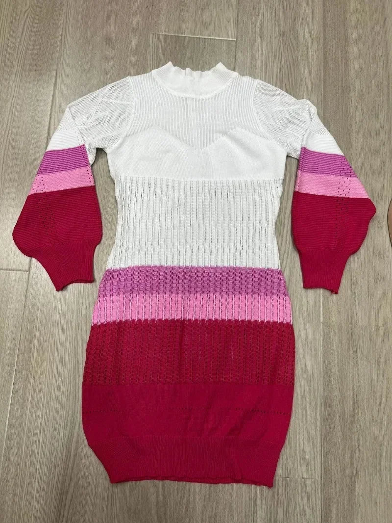 African Dresses for Women Summer Autumn African Long Sleeve O-neck Knitted Plus Size Mini Dress Outfits Dashiki African Clothing