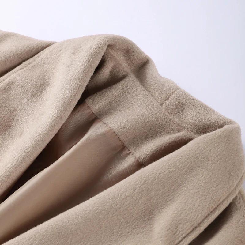 Plush Cuffs Belt Women 's Coats Elegant Lapel Faux Fur Sleeve Twist Open Coat Female 2025 Autumn Winter Fashion Lady Streetwears