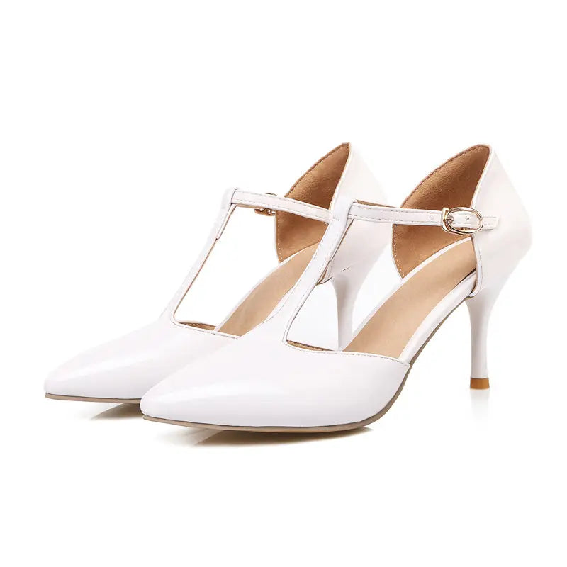 Elegant T Straps Pointed Heels
