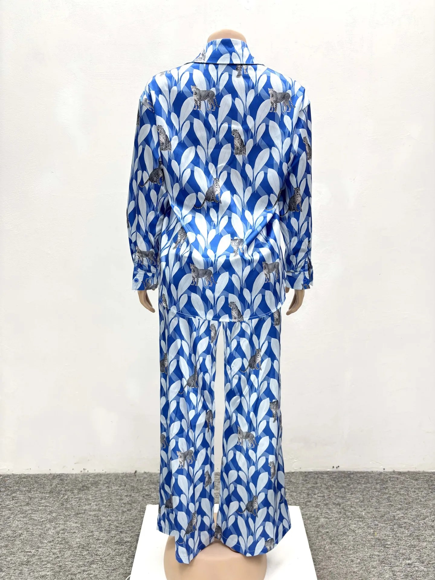 Pant Set Women Two Piece Sets Print Loose Casual Matching Sets Y2k Streetwear Shirt Tops Wide Leg Long Pants High Waist 2025