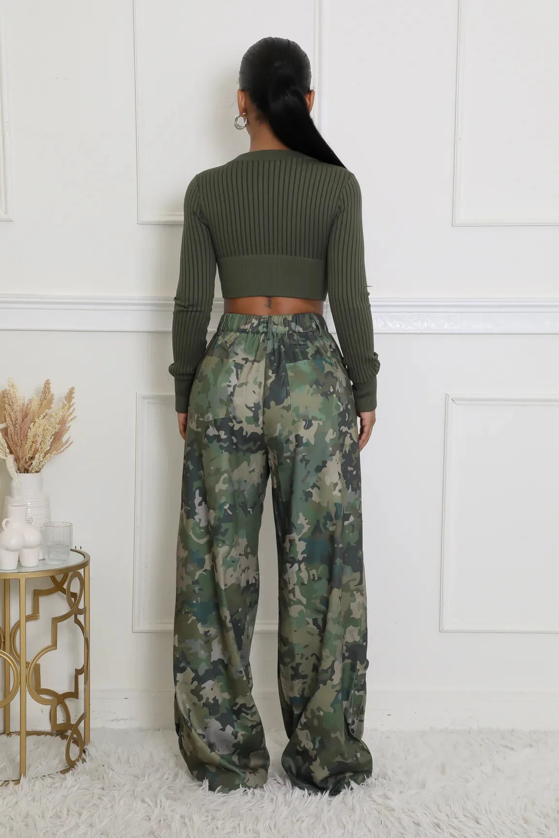 FAGADOER Fashion Camouflage Straight Pants Women Buttons High Waist Cargo Pocket Patchwork Wide Leg Trousers Y2K Streetwear New