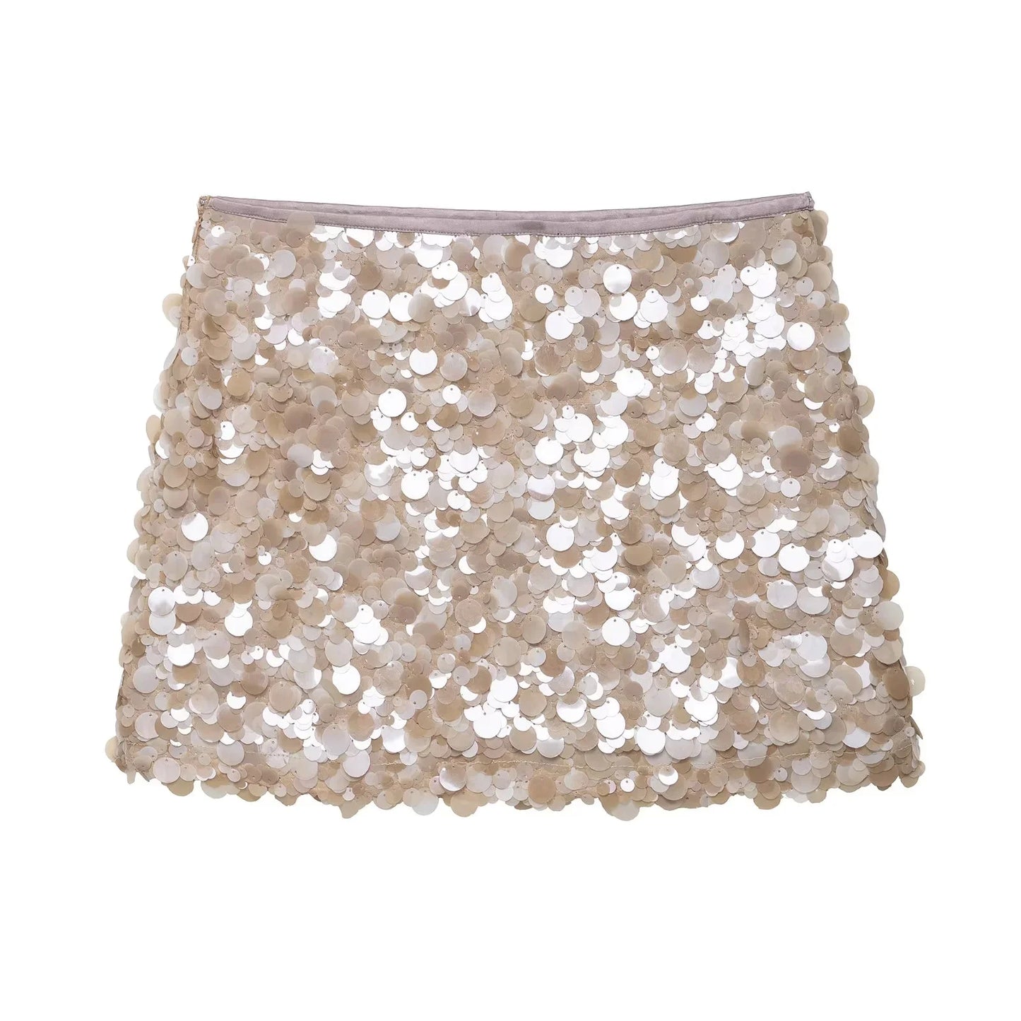 TRAFZA 2025 Spring Summer Sexy Butter Yellow Women Skirts Fashion Streetwear Beading Solid Straight Chic Ladies Mini Skirts