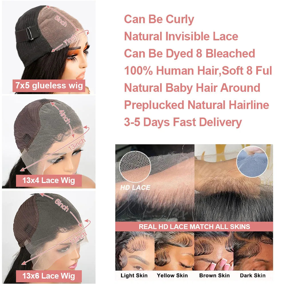 Body Wave Short Bob 13x6 Transparent Lace Front Human Hair Wigs Glueless 7x5 13x4 HD Pre Plucked Lace Frontal Wig For Women 250%