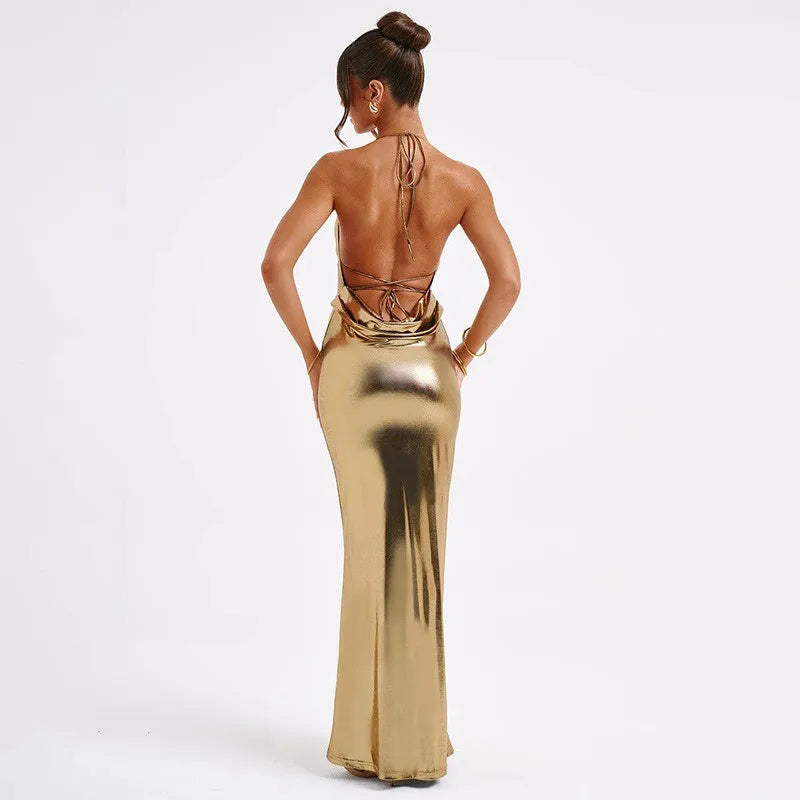 Sexy Party Dress Women Summer New Solid Sleeveless Bodycon Backless Bandage Dress Fashion Streetwear Clubwear Elegant Dresses