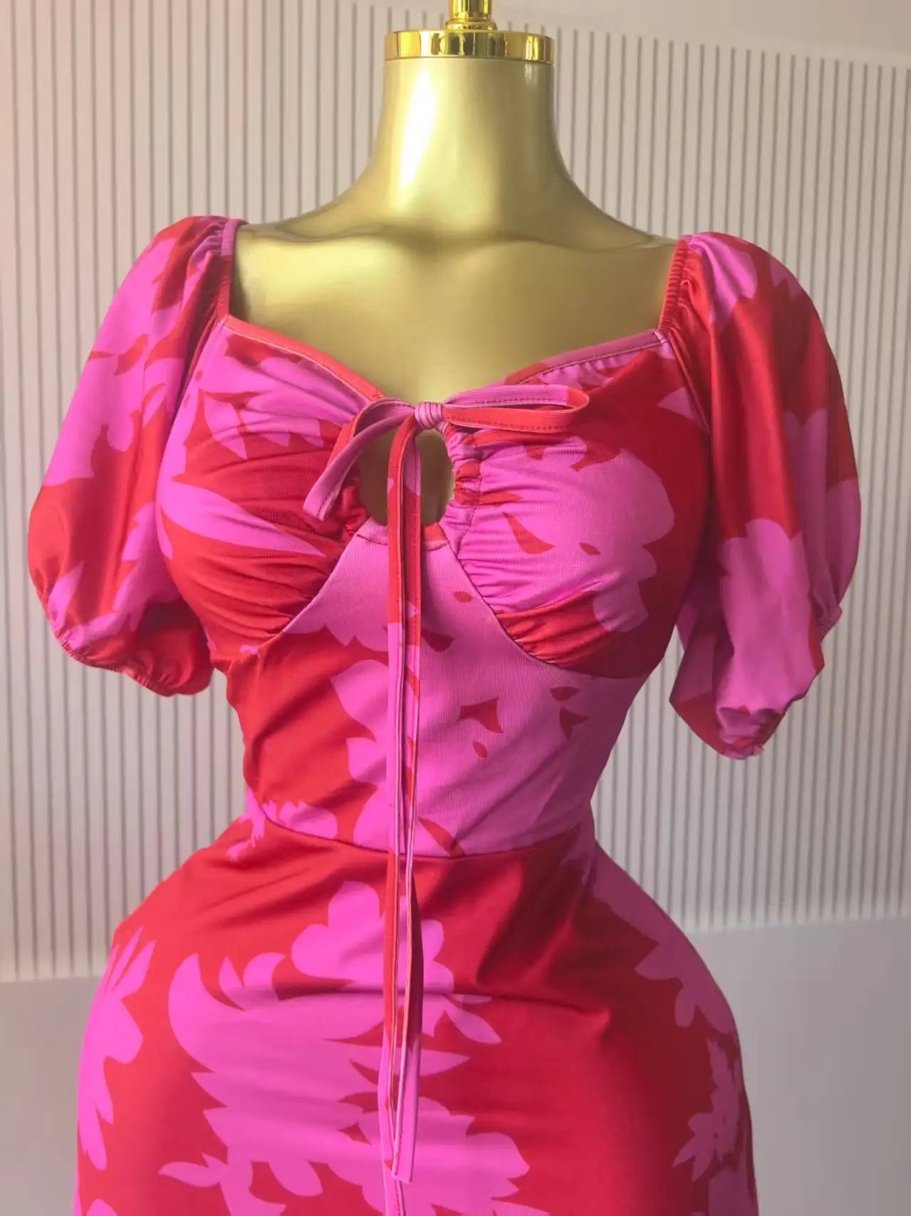 CM.YAYA Women Floral Printed Lantern Half Sleeve Tie Up Long Maxi Dress 2025 Birthday Evening Sexy club Party Dresses Vestidos
