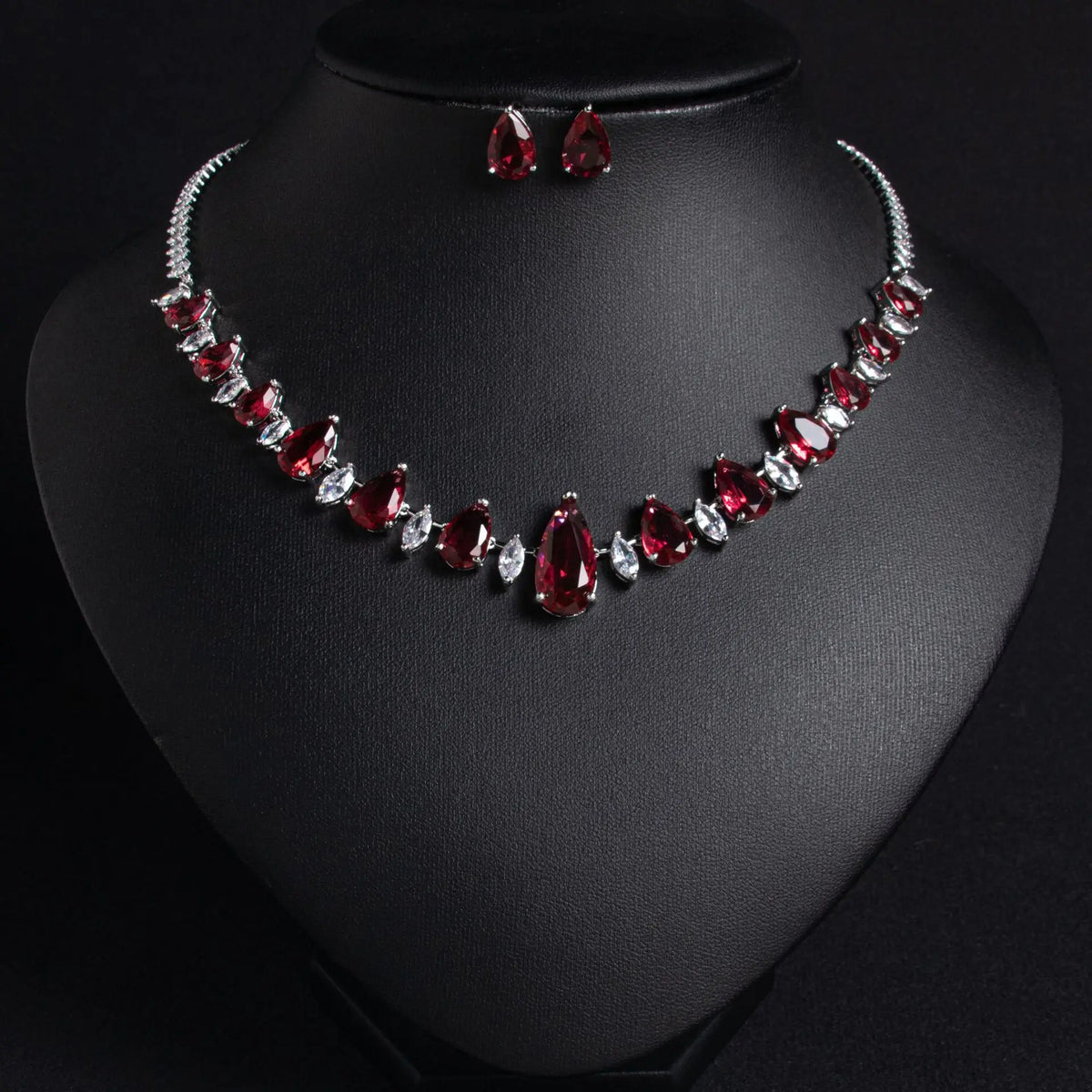 Classic Zircon Bridal Necklace and Earrings Set for Women