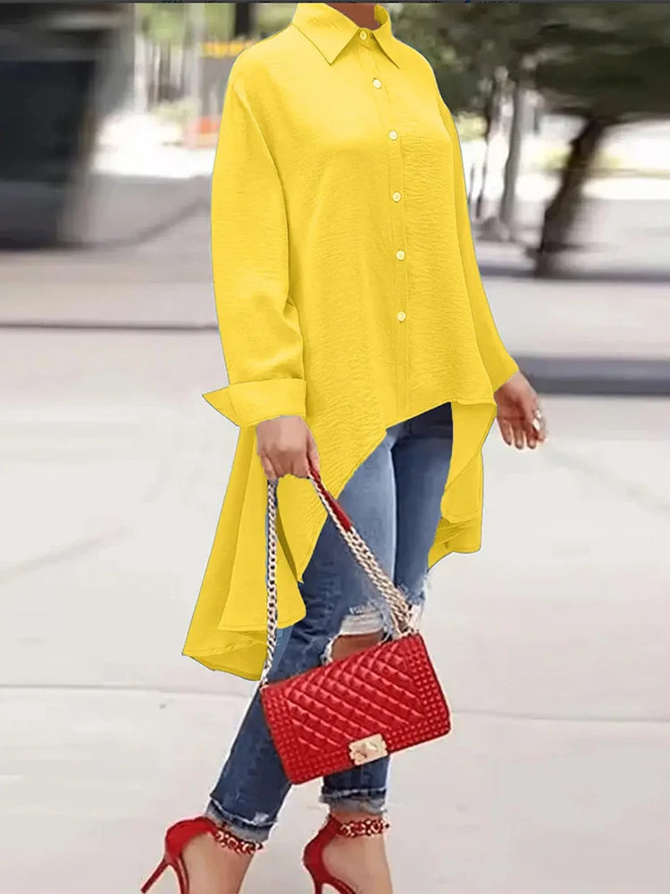 Plus Size 2025 Spring Summer New Women's Solid Color Single Breasted Lapel Tops Long Sleeve Loose Casual Shirt