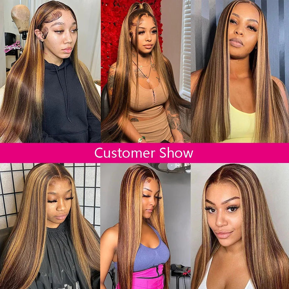 Highlight Wig Human Hair 13x4 13x6 Straight HD Lace Frontal Wig Blonde Ombre Hd Lace Front Human Hair Wgs For Women Colored Hair
