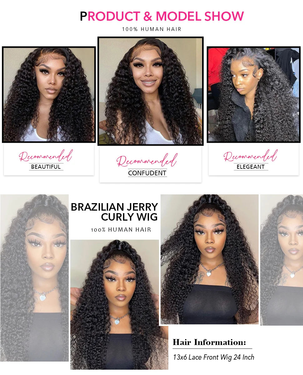 Deep Wave Lace Front Wigs Human Hair 13x6 HD Transparent Curly Lace Frontal Wigs Human Hair Pre Plucked with Baby Hair Natural