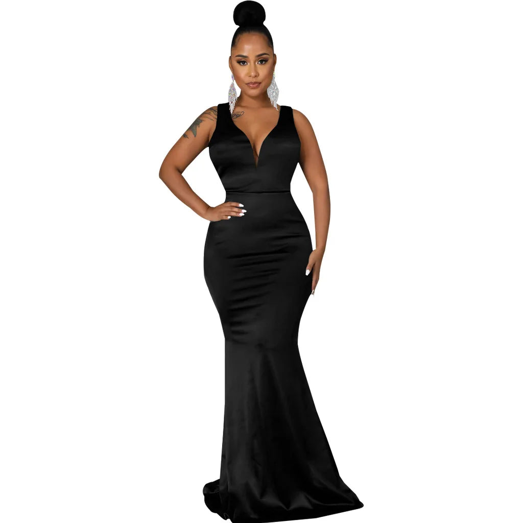 Sexy Fashion Deep V-Neck Dress Women's Dress JX5604
