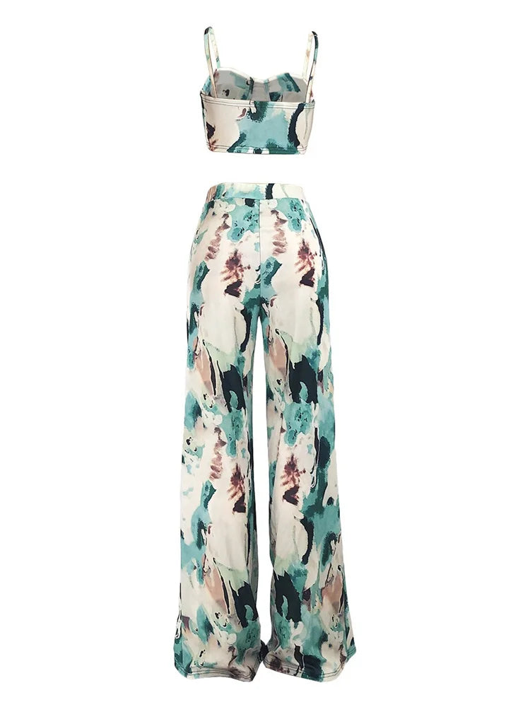 Wmstar Women 2 Piece Set Summer Holiday Sleeveless Bra and High Waist Pants Sets Trouser Casual Suit Wholesale Dropshipping 2024