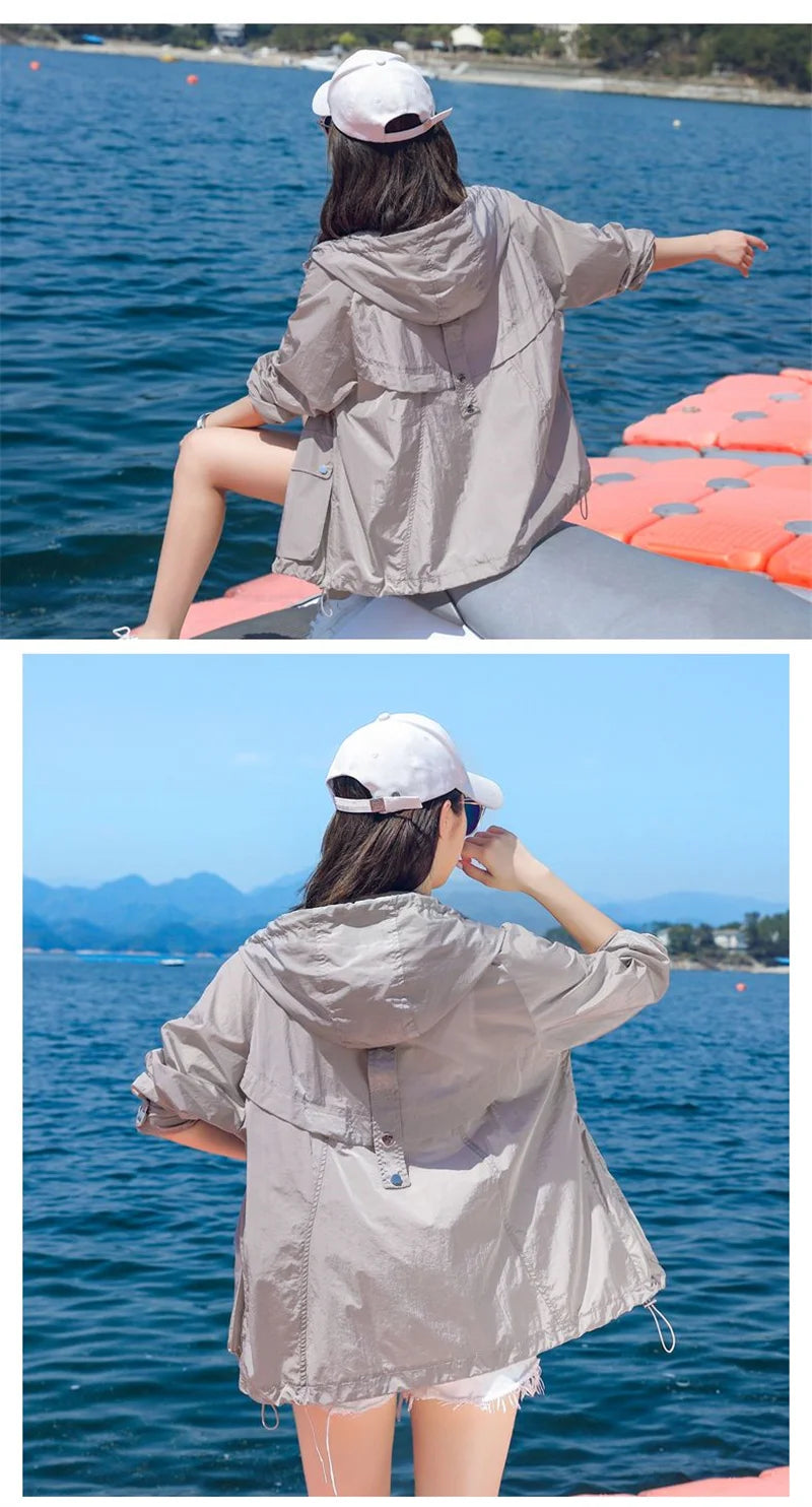 Women's Jacket With Hooded Sun Protection Clothing Women's Summer Thin Coat 2023 New Anti-Ultraviolet Breathable Shirt size 4XL