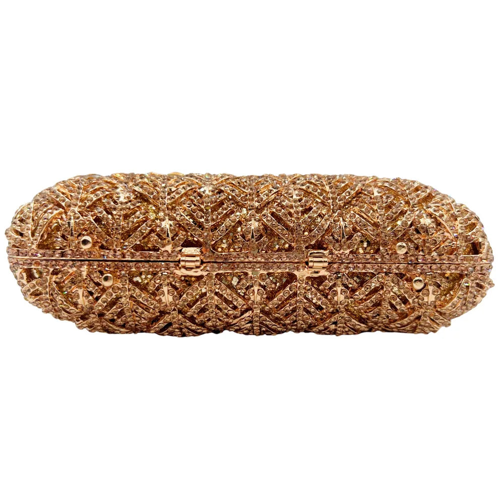 XIYUAN Hot-selling Luxury Carved Lilac Flower Clutch Purse Full Diamond Evening Bag Women Wedding Bridal Handbag Party Purses