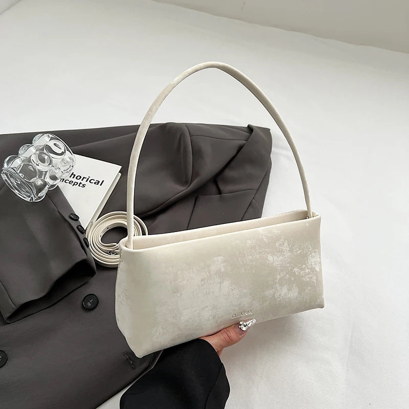 Retro Texture Design Underarm Bag Solid Color Simple Advanced Versatile Ladies Handbag Elegant Fashion Exquisite Shoulder Bag