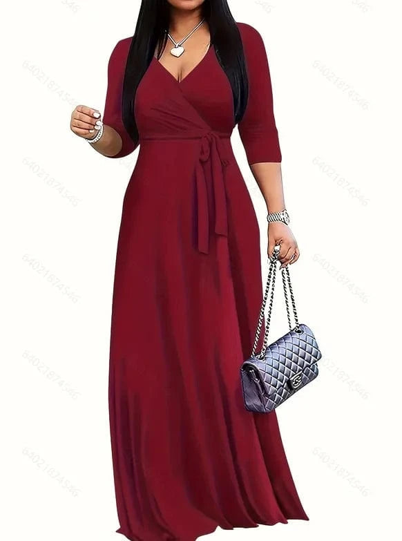 Women Sexy Bodycon Beach Bohemian Maxi Splicing Floral Print Dress for Women Casual Summer Sundress V-Neck 3/4 Sleeve