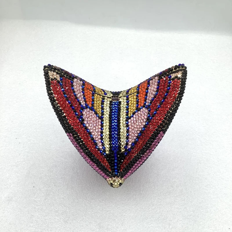 XIYUAN Butterfly Shaped Crystal Evening Bags Women Luxury Sparkling Rhinestone Clutch Purse Wedding Party Bridal Handbag Diamond