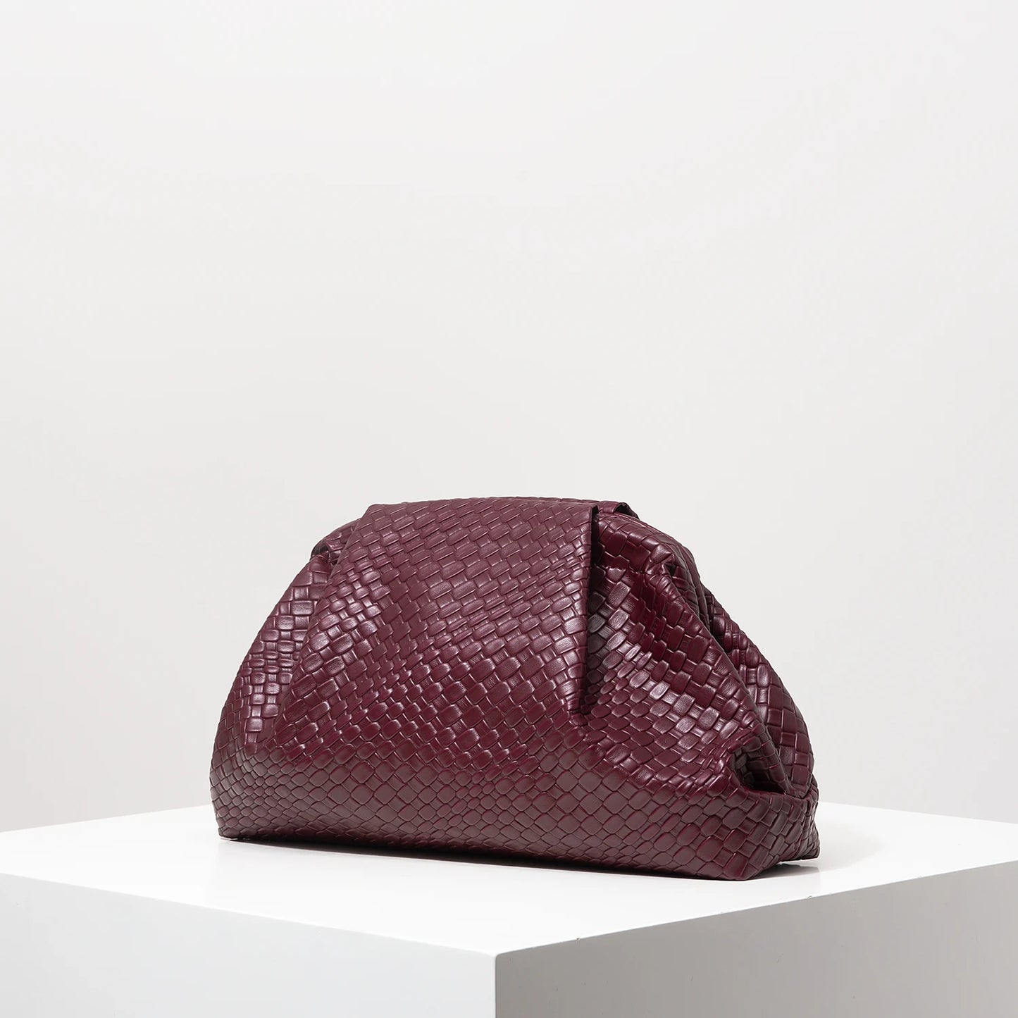 Vintage Artificial Leather Woven Pattern Clutch Bag,Burgundy Bag,Porm Dresses for Women,Large Capacity Women Purse