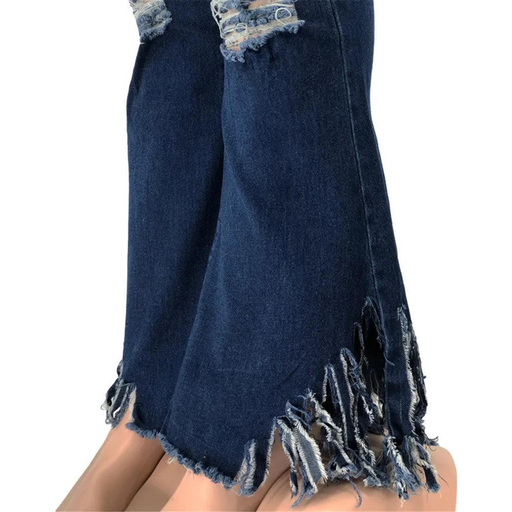 Wmstar Plus Size Jeans Women Bodycon Stretch Solid Pockets High Waist Fashion Denim Flared Pants 2022 Wholesale Dropshipping