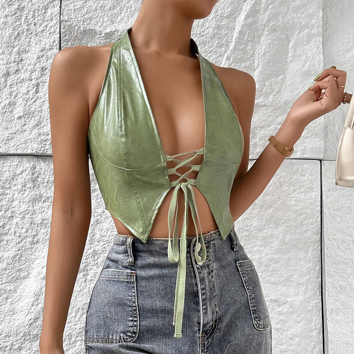 FAGADOER Y2k Sexy Tie Dye Printting Woman 2 Piece Set Outfit Halter Bandage Patchwork Crop Top and Flare Pants Female Streetwear