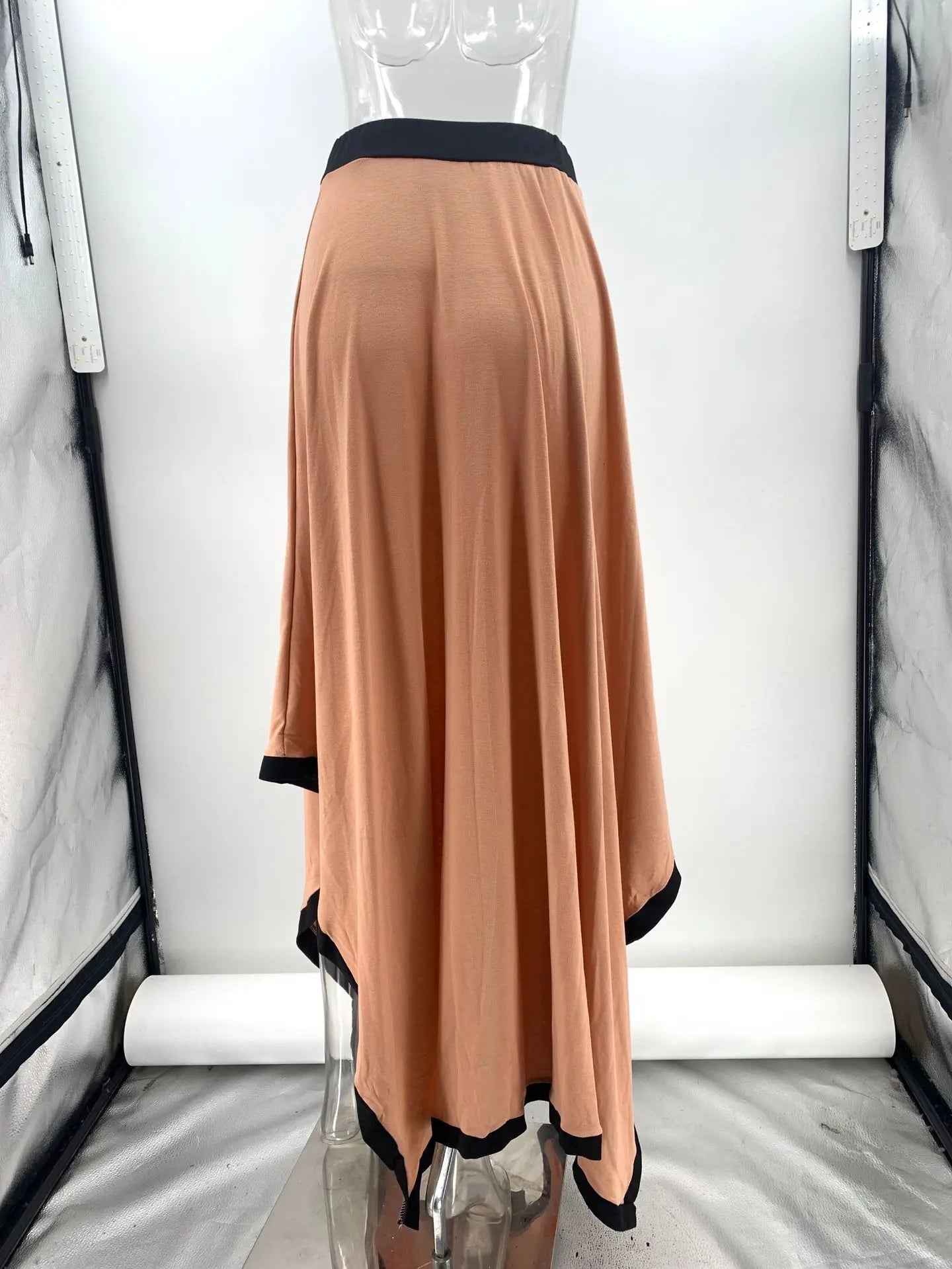 Women Casual Long Sleeve 2Pc Set Fashion Color Blocked Loose 2Pc Outfits Elegant O-neck Pullover Top & lrregular Long Skirt Suit