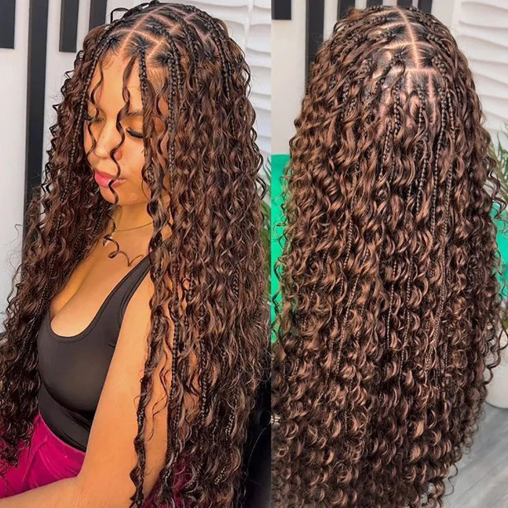 Human Braiding Hair Chocolate Brown 100g Deep Wave Bulk No Weft Human Hair Wigs Bundles for Curly Boho Braiding