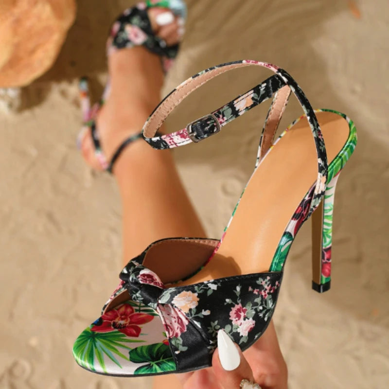 Pink Floral Pointed Pumps