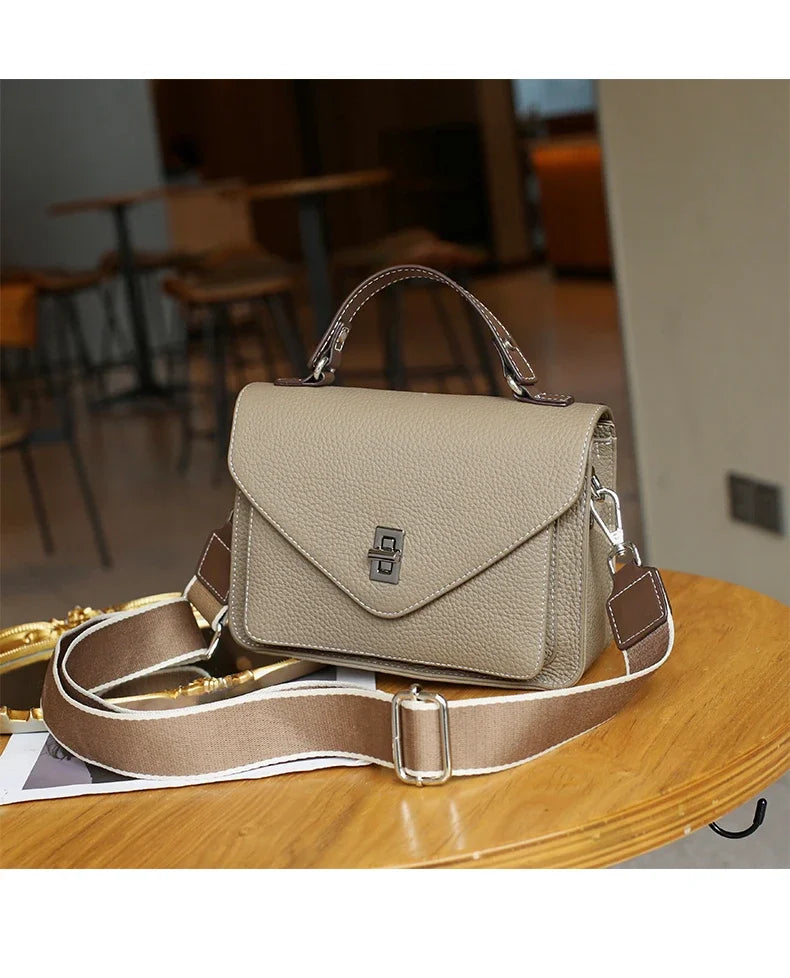 Women Natural Cow Genuine Leather Shoulder Bag Female Large Capacity Casual Crossbody Bag Lady Cowhide Fashion Commuting Handbag